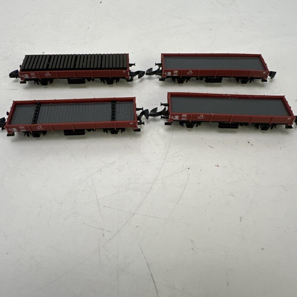 Lot Of 4 Z Scale Marklin Mini-Club 8610 Low Sided Open Gondola DB (no box)
